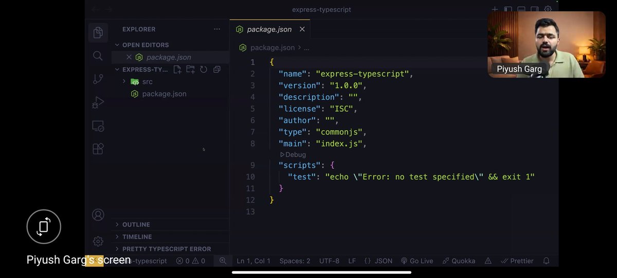 shay_ik's tweet photo. Day16 ✅
Today was very informative and way too hard. Many things overflew my mind .
I saw insides of node modules .
Dependency tree 🌳
Package.lock 💫
Typescript 🎊
Zod🎉
Setting up server in ts 🔥
#chaicode #hiteshdotcom #chaiCohort26 #Web3Community #learning4life #typescript https://t.co/35GTZoUgYs