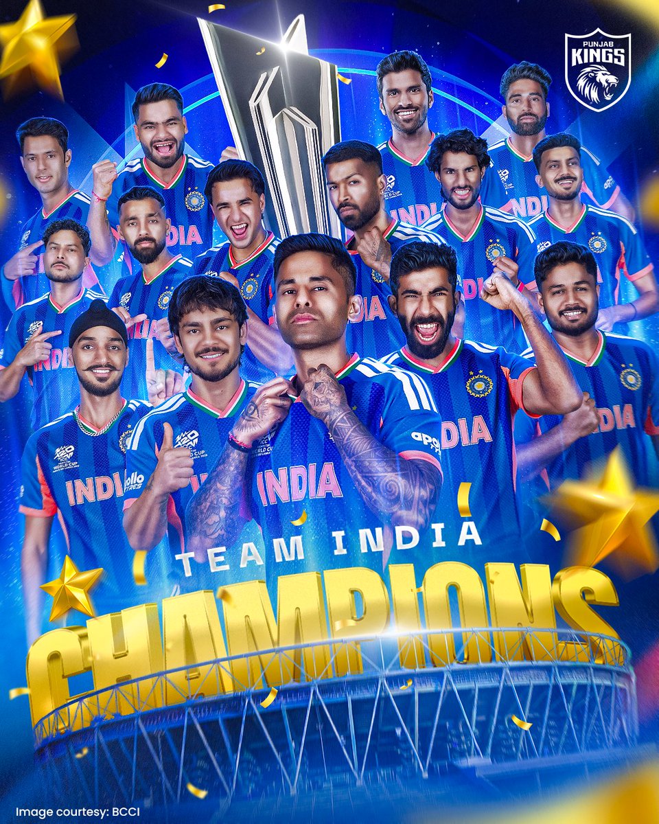 PunjabKingsIPL's tweet photo. History repeated. History defeated! 🇮🇳🏆

#TeamIndia ➡️ 3️⃣ x World Champions 🤩

#INDvNZ https://t.co/JLH5wDiaTq