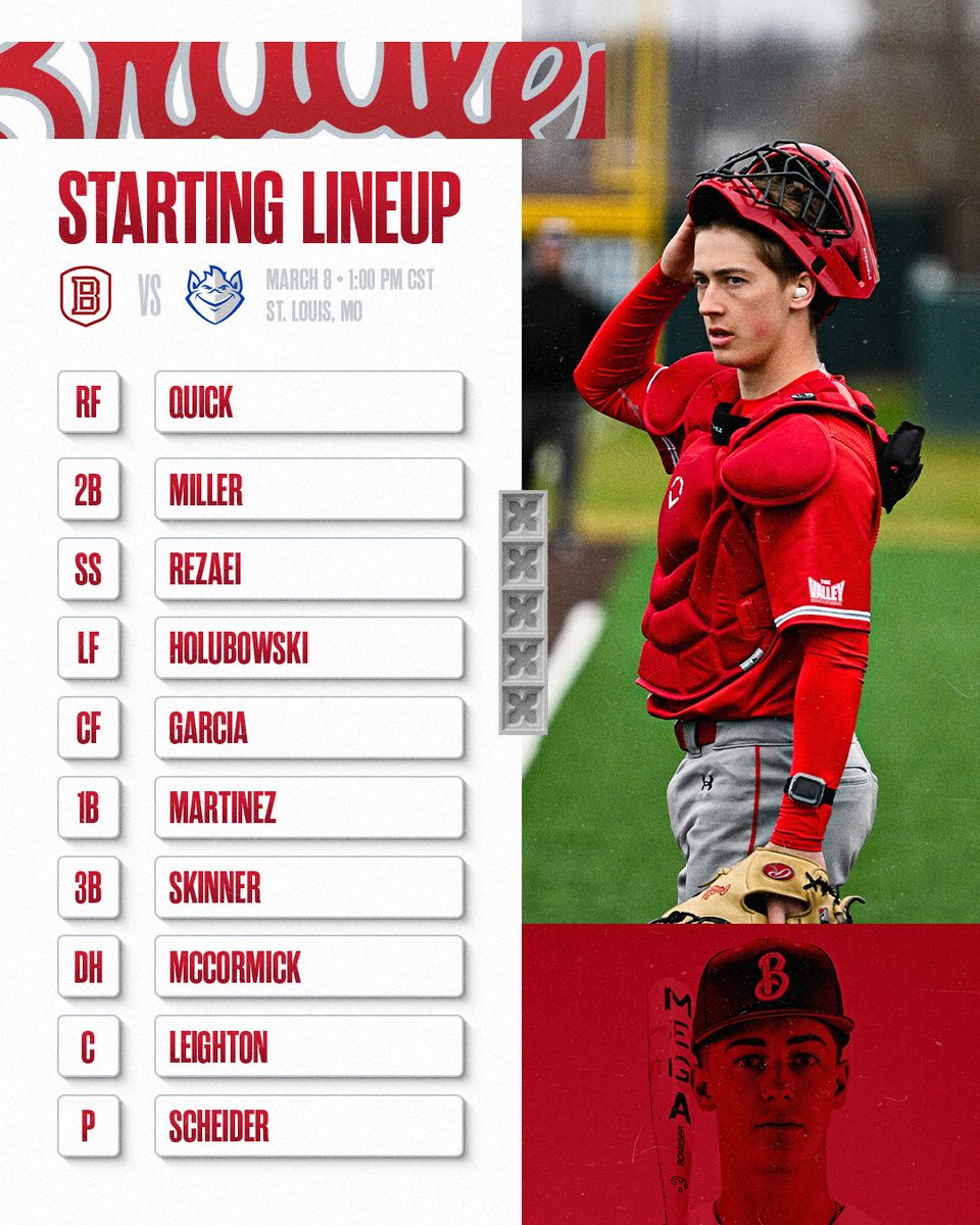 BradleyBaseball's tweet photo. Today’s starters for game 3: https://t.co/uM95zVi6F4