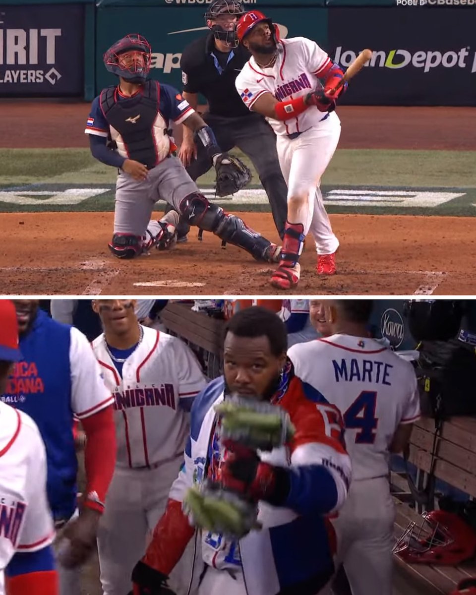 Vladdy Jr. lifting a dumbbell made of plantains after hitting a home run is PEAK Dominican Republic 😂🇩🇴