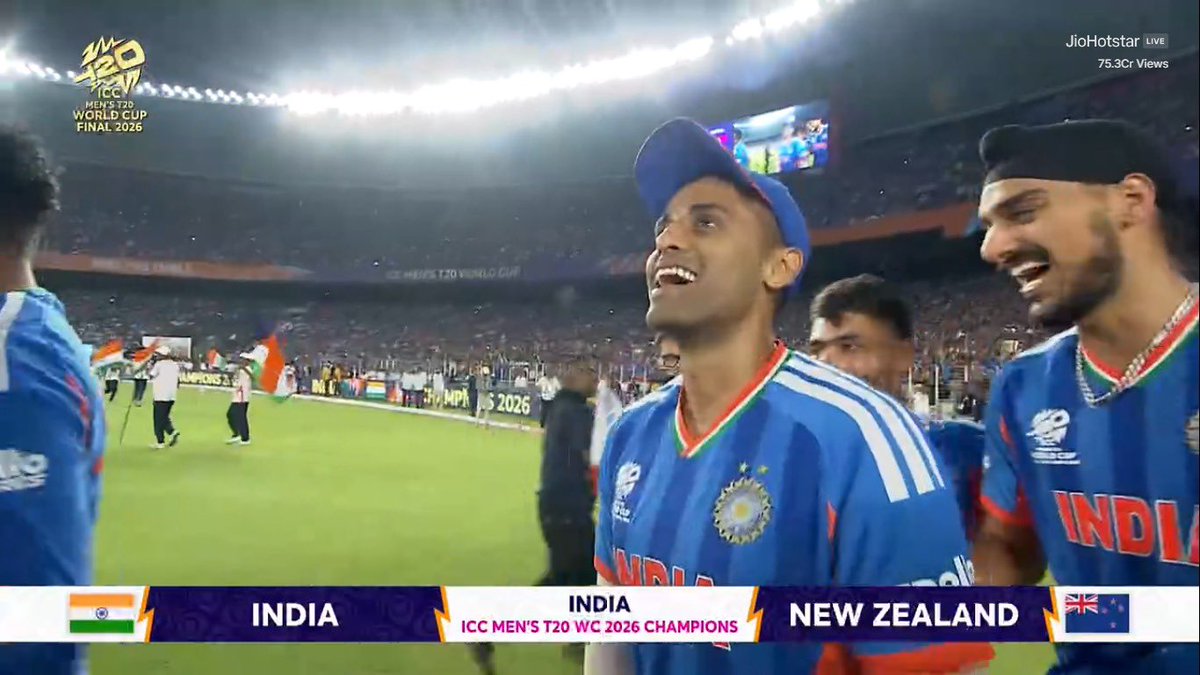 - MS Dhoni in 2007. 
- Rohit Sharma in 2024. 
- Suryakumar Yadav in 2026. 

INDIA NOW A 3 TIME CHAMPIONS. 🇮🇳