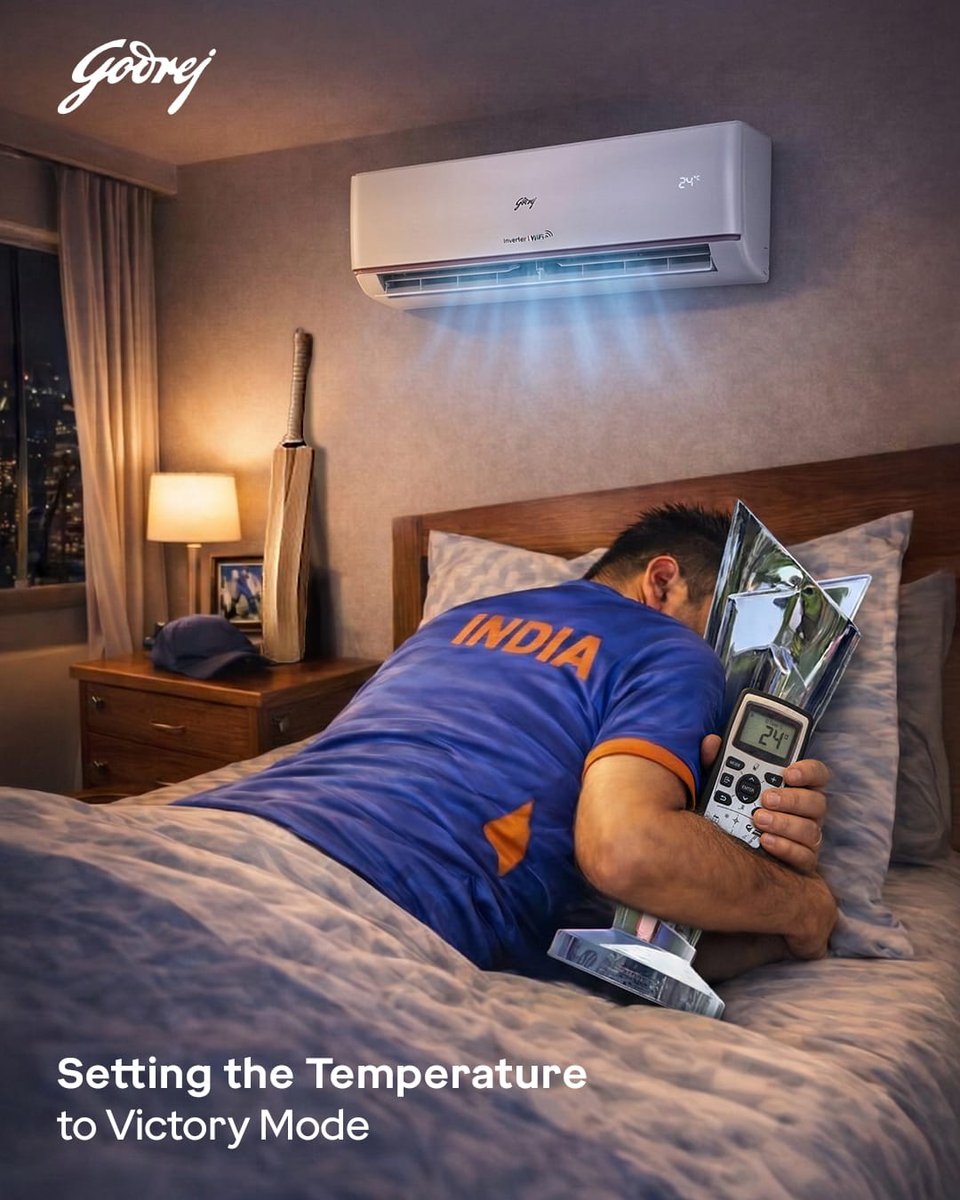 GodrejAppliance's tweet image. India just turned on ‘Turbo Cool’! ❄️💪
Congratulations to the Men in Blue — cooler than ever.

#Godrej #ThingsMadeThoughtfully #SochKeBanayaHai #champians #TeamIndia