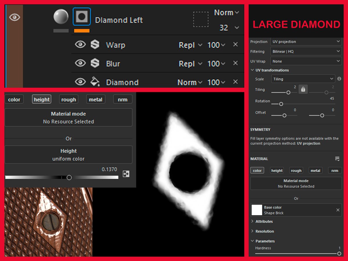 4. Large diamond was a simple shape used as an anchor point. Added a ...