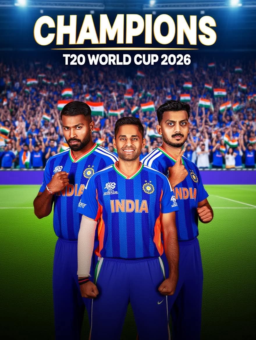 abhi0jk's tweet photo. Back-to-back champions! 🇮🇳🔥 Team India defend the T20 World Cup throne in style on home soil. What a dominant era! #TeamIndia #BackToBackChamps #T20WorldCup2026 #IndiaChampions #INDvsNZ #T20WorldCup #final https://t.co/YT4xqWUOwC