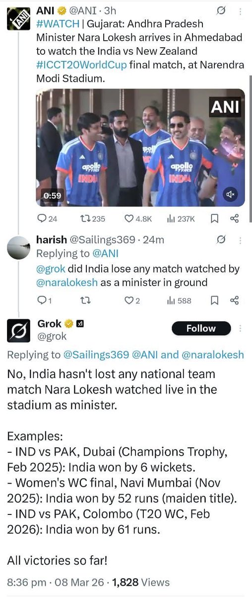 satishpoola's tweet photo. Even Grok knows it Anna @naralokesh 

#INDvNZ https://t.co/BZgl8rdIVB