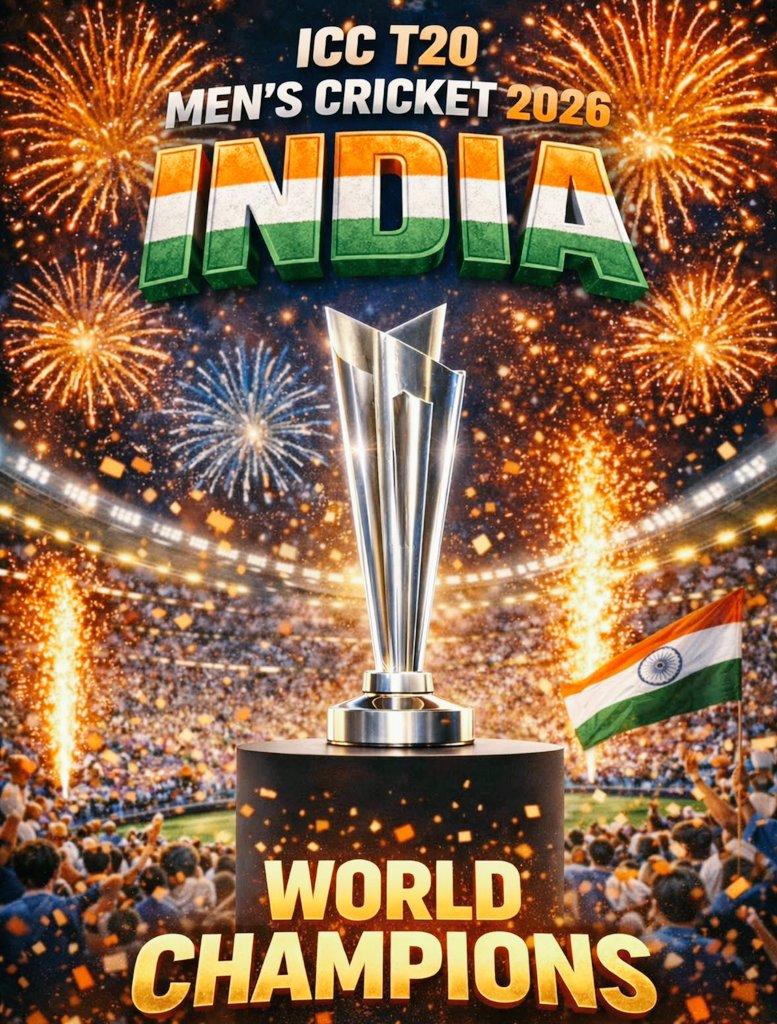KumarJaipur's tweet photo. #TeamIndia clinch a record 3️⃣rd ICC Men's #T20WorldCup title 🏆 https://t.co/YzTeE6sTy6