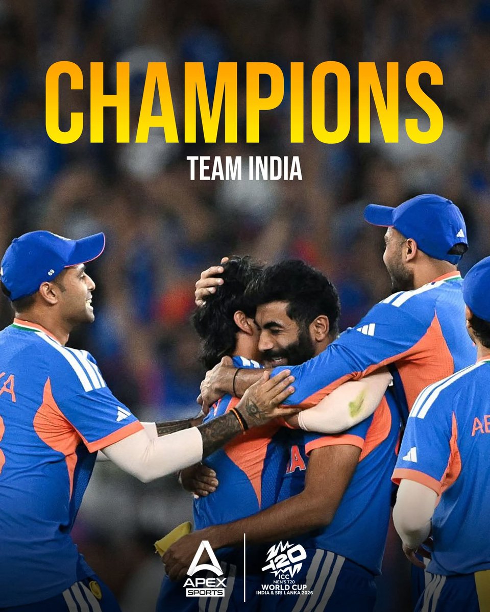 Annukumawat77's tweet photo. Back to back champion 🏆🏆
Congratulations team India 🎊🎊
#Chapinas
#INDvsNZ
#t20worldcup2026
#WorldCup https://t.co/5jRfcrXUB7