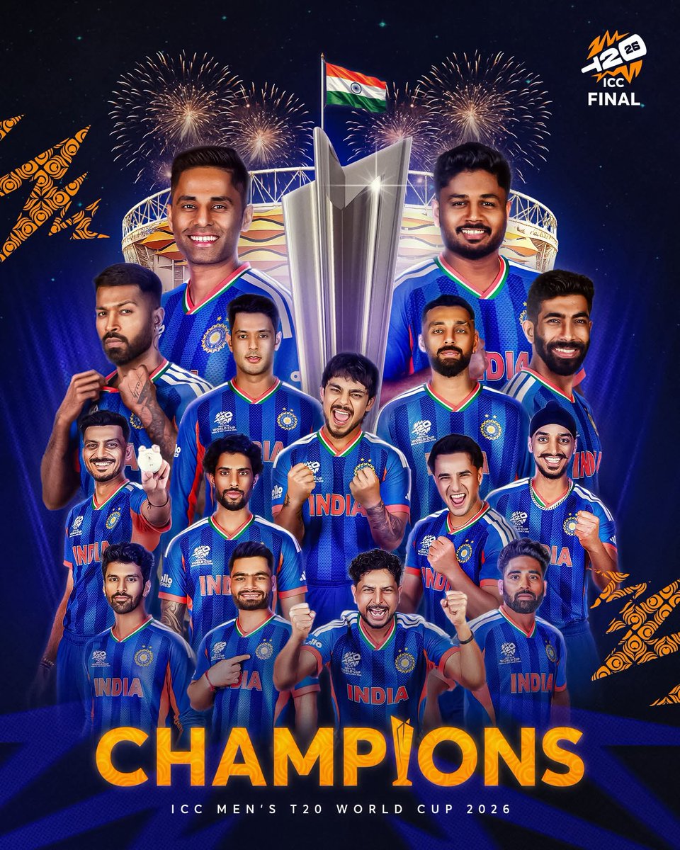 विश्व विजेता भारत!  🏆

ICC T20 वर्ल्ड कप के फाइनल मैच में न्यूजीलैंड को हराकर ऐतिहासिक जीत दर्ज करने पर सभी खिलाड़ियों एवं देशवासियों को हार्दिक बधाई और ढेरों शुभकामनाएं।

चक दे इंडिया! 🇮🇳

#T20WorldCup | #TeamIndia | #INDvNZ