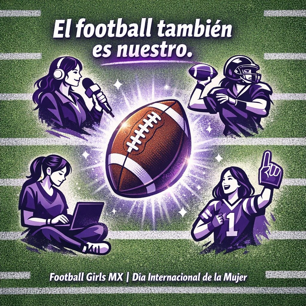 💜 Más que espectadoras, somos protagonistas. 💜🏈

​Hoy reconocemos a cada mujer que abrió el camino — dentro y fuera de él. Y a quienes siguen ganando yardas por la igualdad.

#8M #DiaInternacionalDeLaMujer