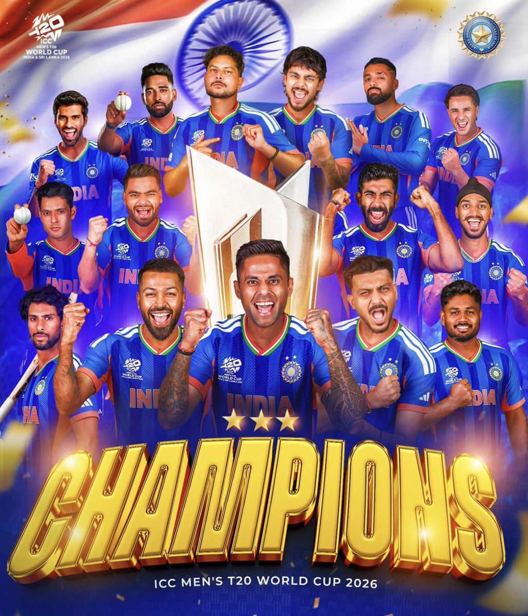 Tonight, a billion dreams wear blue. 🇮🇳💙

From the streets where children play cricket with broken bats, to the biggest stadiums in the world, the dream is the same.

And tonight… India are World Champions. 🏆

Thank you, Team India, for giving a nation this moment of pride.