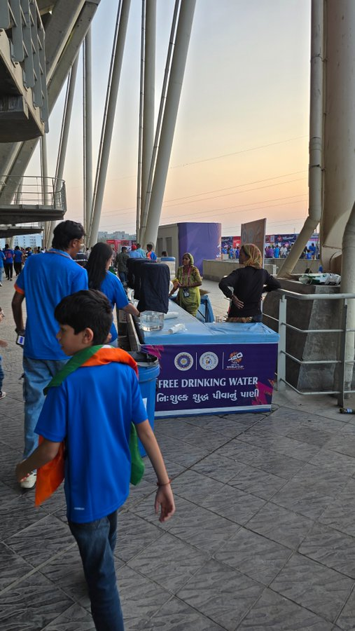 Drink as much free water as you can at the Ahmedabad stadium.