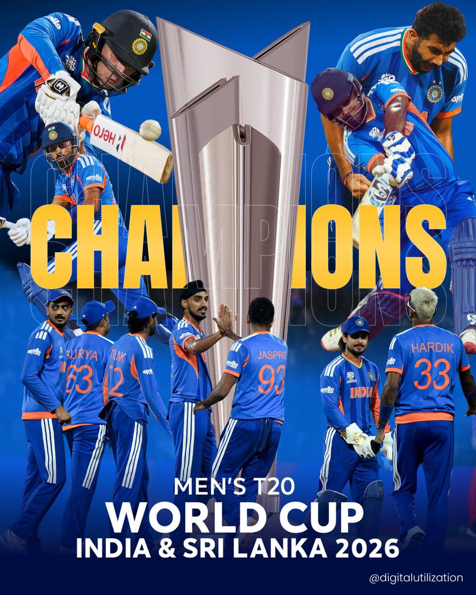 adv__ramesh's tweet photo. C. H. A. M. P. I. O. N. S! 🏆🏆🏆#T20WorldCupFinal
#T20WorldCup26 https://t.co/pUqmnkTbzO