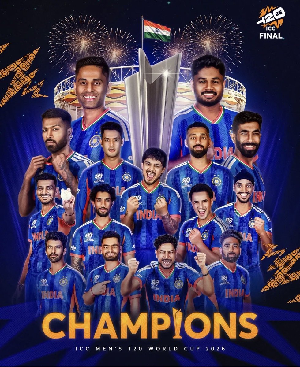 पहली टीम जिसने लगातार दो बार ICC Men's T20 World Cup जीता, अपने घरेलू मैदान पर ICC Men's T20 World Cup जीता  ICC T20  के सेमीफाइनल और फाइनल में 250 से अधिक रन बनाए
पिछले 3 वर्षों में 3 ICC  ट्रॉफियाँ

विश्व की सर्वश्रेष्ठ White ball टीम  हैं। 
 #T20WorldCup2026final