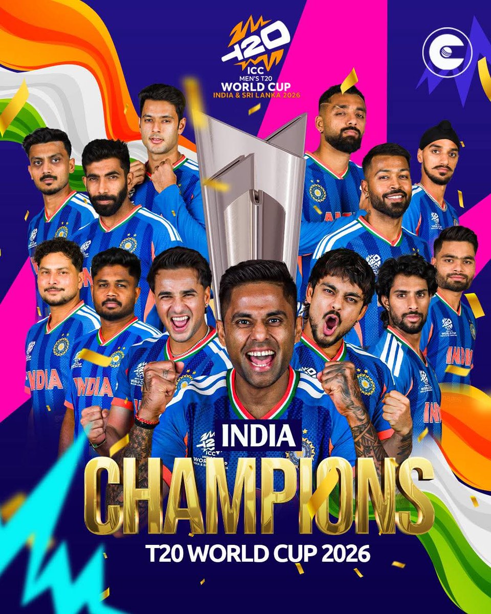 kuntidayalf's tweet photo. हर भारतीय के लिए यह गर्व, उत्साह और भावनाओं से भरा ऐतिहासिक क्षण है। 🇮🇳🏆

T20 World Cup 2026 के फाइनल में भारत की शानदार जीत ने पूरे देश का सिर गर्व से ऊँचा कर दिया है। न्यूज़ीलैंड के खिलाफ इस ऐतिहासिक विजय पर टीम इंडिया के सभी खिलाड़ियों को दिल से बधाई।

 🇮🇳🔥 #INDvsNZ https://t.co/oA8Oa8E1AG