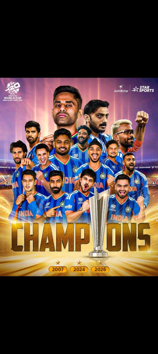 #T20WorldCup2026final India 🇮🇳✌️

#T20WorldCup2026final #INDvNZ 
#T20WC2026