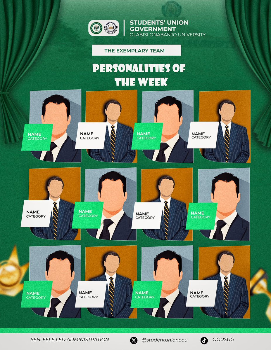 StudentUnionOOU's tweet photo. Something remarkable is brewing… 

In every community, certain individuals quietly shape the spirit of their time, through thought, influence, and purposeful action. Impact is rarely loud, yet it is always enduring.

Soon, we unveil the Personalities of the Week.

#OOUSU https://t.co/oR7tWepN8R