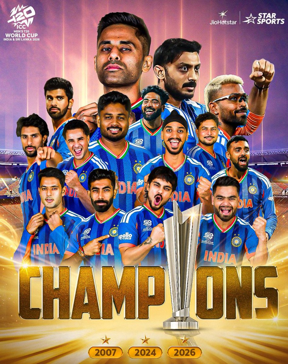Pradeepkrsn's tweet photo. Congratulations team India
#IndiaVsNewZealand #INDvNZ #wcap #Congratulations #IndianCricketTeam #worldcupfinal2026 https://t.co/3WQ8aF76Wa