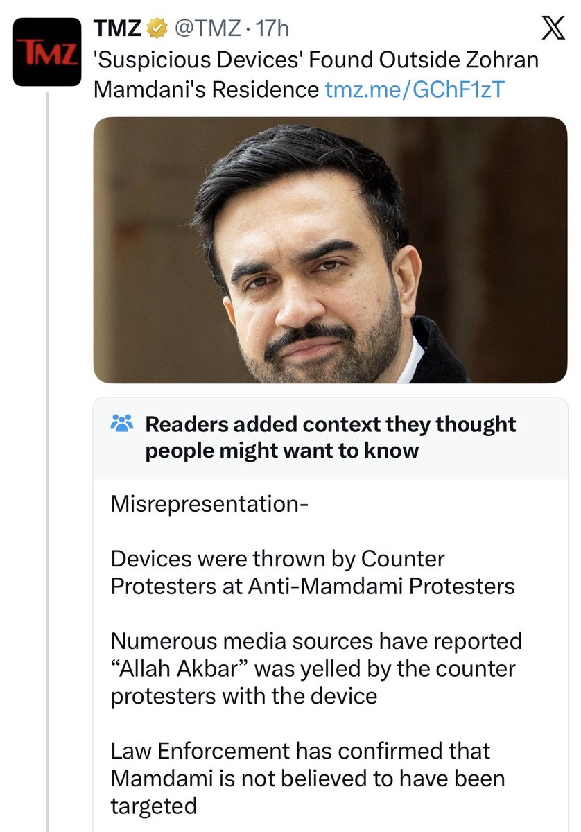If not for X you would never know that the explosive devices were actually thrown by Muslims at anti-Mamdani protesters