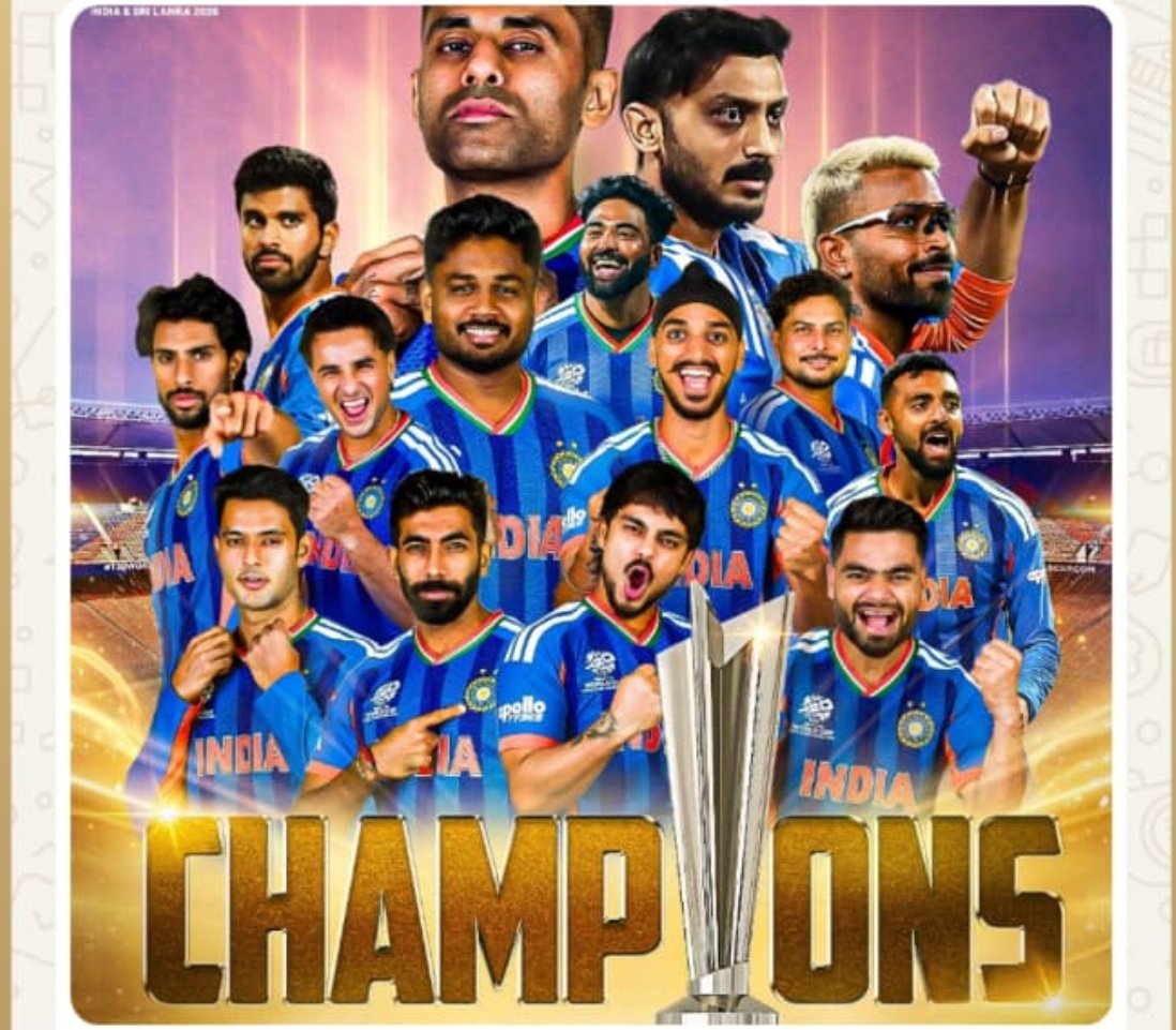 Congratulations 🎉 team India 
#T20WC2026 #WCFinal #T20WorldCup2026final