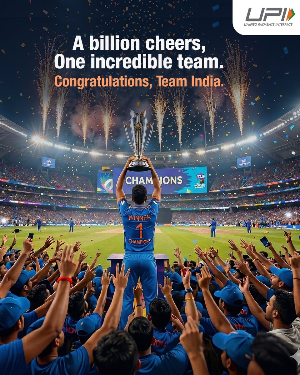 UPI_NPCI's tweet photo. The trophy knew where it belonged. 🇮🇳🏆
Congratulations, Champions. https://t.co/PO4ci2HZQl