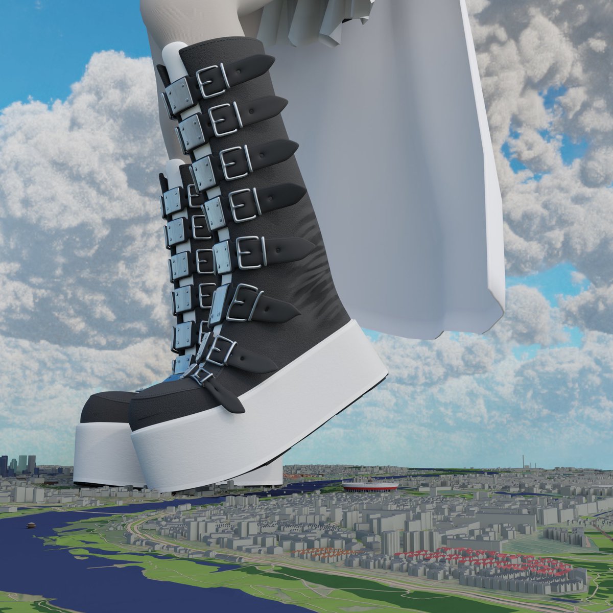 Decided to start posting blender size pics finally, can’t promise they’ll be the quality of some of my friends but gonna give it a try 

A classical scenario of Summer Rose getting isekaid in to a tiny world completely unaware there’s a tiny civilisation beneath her boots :)