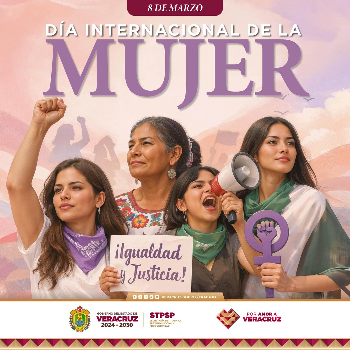 En el Día Internacional de la Mujer, reconocemos la fuerza y el talento de quienes impulsan el desarrollo de Veracruz.

Seguimos trabajando por empleos dignos, espacios seguros e igualdad de oportunidades, como lo impulsa nuestra gobernadora Rocío Nahle. 💜