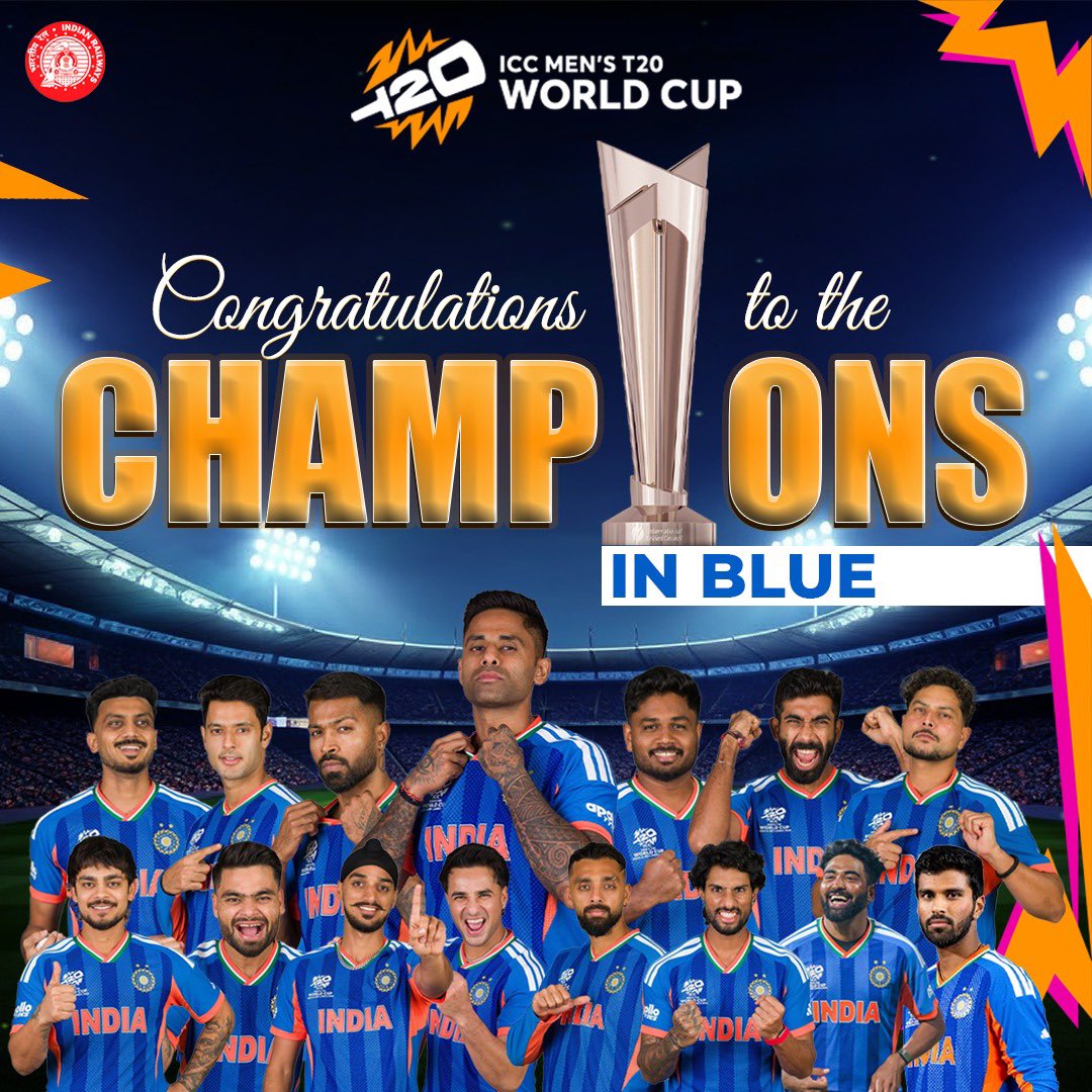 cpro_mcfrbl's tweet image. Champions in Blue! 🇮🇳🏆आधुनिक रेलडिब्बा कारखाना, रायबरेली की ओर से टीम इंडिया को #T20WC2026 फाइनल में शानदार जीत पर हार्दिक बधाई! असाधारण जज्बा और टीम स्पिरिट ने देश का मान बढ़ाया। रेल परिवार गर्व से झूम उठा! 🚂💙#MCF #IndianRailways #TeamIndia #T20WC2026