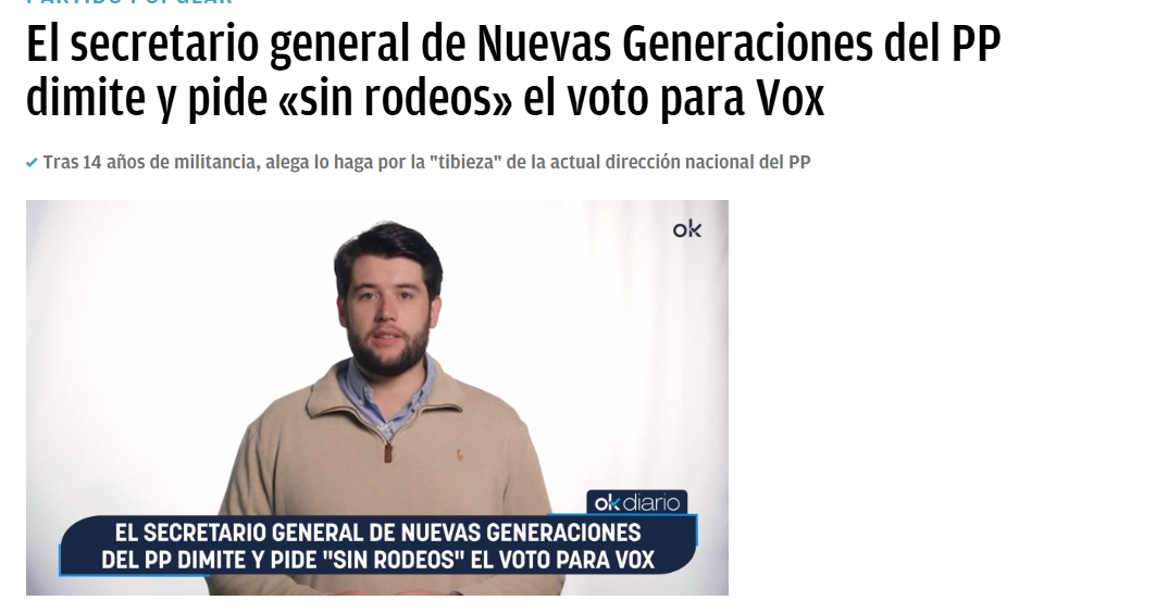Estalla una profunda crisis en el PP a 7 días de las elecciones.

El Secretario General de NNGG da baja de todos sus cargos ante la deriva del partido