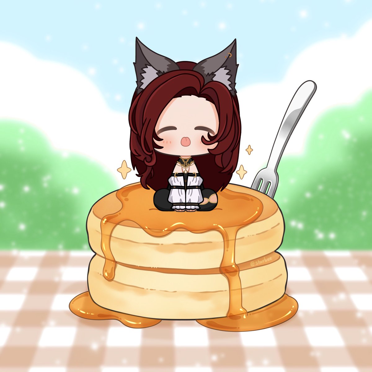 Lil pancake for <a href="/MiniAlphaAsh/">MiniAlphaAsh 🌕🩸「 ✦ Mystic Misfit ✦ 」</a> ! Thank you 😊 

#VGenComm #ych #skeb