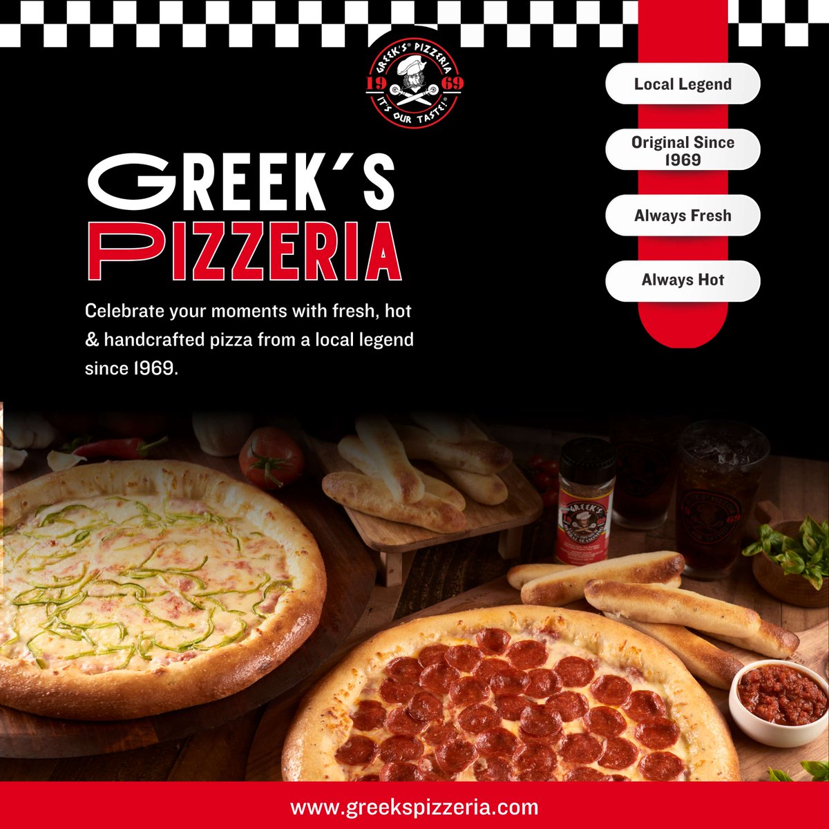 We don’t just serve food; we serve the backdrop to your best memories.❤️ Celebrate your moments with the  Greek's Pizzeria.🔥🍕

#since1969 #makememories #greekspizzeria #pizzalove