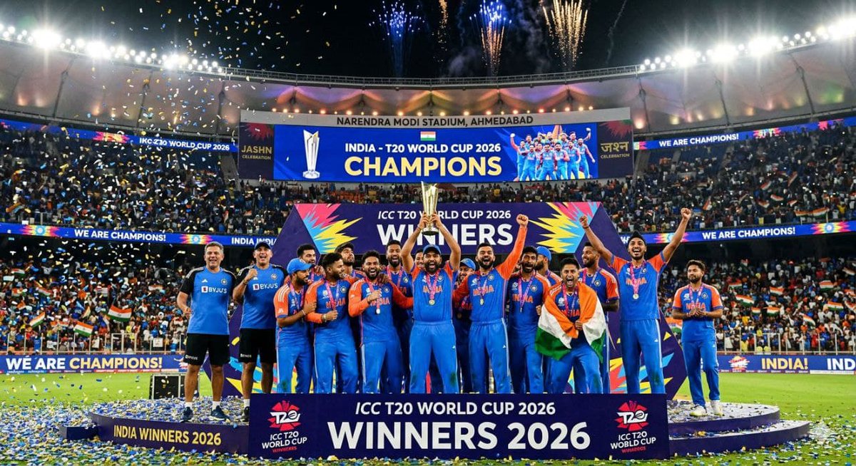 Harshdewai32's tweet photo. विश्व विजयी भारत 🇮🇳
आईसीसी #T20WorldCup के फाइनल में न्यूजीलैंड के खिलाफ ऐतिहासिक विजय हासिल कर विश्व कप जीतने पर भारतीय क्रिकेट टीम एवं समस्त देशवासियों को हार्दिक बधाई एवं शुभकामनाएं।
 खेल प्रतिभाओं के लिए प्रेरणा का स्रोत बनेगी और विश्व पटल पर भारतीय ध्वज को और ऊँचा उठाएगी। https://t.co/okERWx35Zo