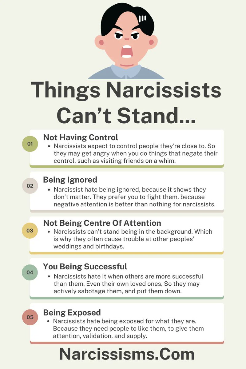 Here's some things narcissists can't stand...