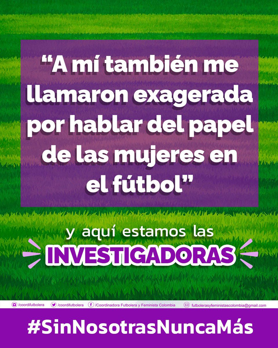 coordifutbolera's tweet photo. Hoy, en el #8M, desde la Coordinadora Futbolera y Feminista de Colombia, levantamos la voz por todas las que abrieron camino y por las que seguimos cambiando la historia ⚽️💜 https://t.co/63wr8q73Rt