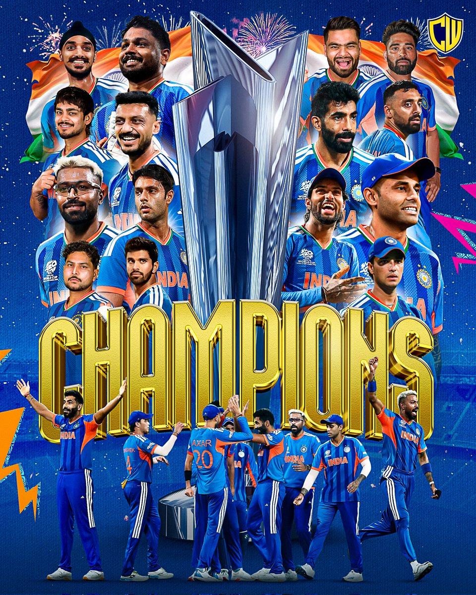 crickwik's tweet photo. 🚨 𝐂𝐇𝐀𝐌𝐏𝐈𝐎𝐍𝐒 𝐎𝐅 𝐓𝐇𝐄 𝐖𝐎𝐑𝐋𝐃! 🏆🇮🇳

History is written as Team India conquers the grandest stage of T20 cricket, lifting the ICC Men's T20 World Cup 2026 trophy.

#t20worldcup2026 #INDvsNZ #indiancricket #SuryakumarYadav https://t.co/RM4Vlr1uBO