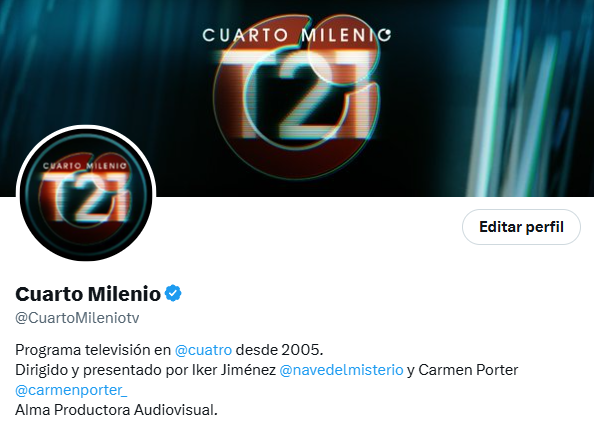🔴Nueva cuenta para seguir #CuartoMilenio -> <a href="/CuartoMileniotv/">Cuarto Milenio</a>