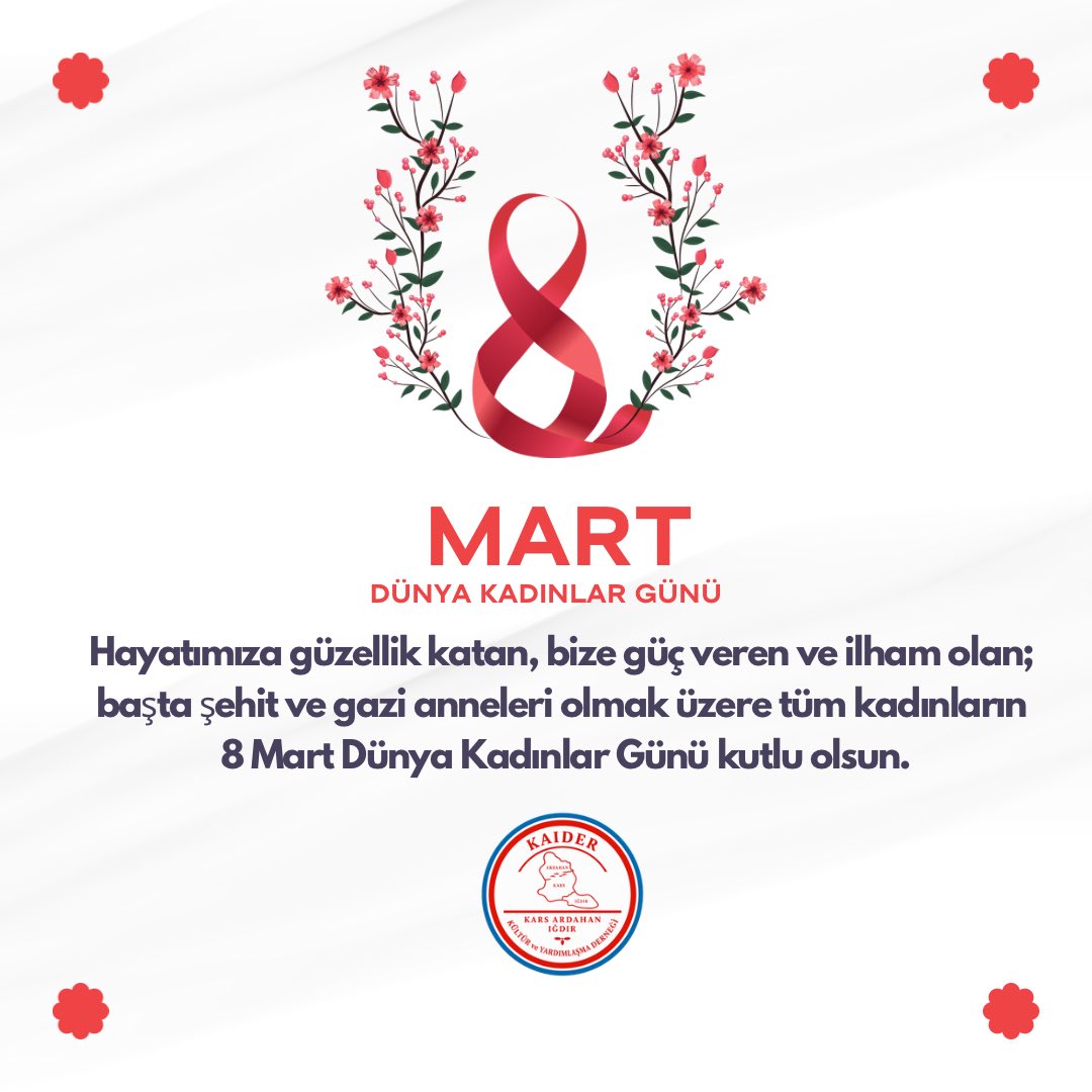 Hayatımıza güzellik katan, bize güç veren ve ilham olan; başta şehit ve gazi anneleri olmak üzere tüm kadınların 8 Mart Dünya Kadınlar Günü kutlu olsun.

#8martdünyakadınlargünü