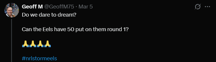 robertdenning1's tweet photo. @rlexpanda @GeoffM75 @NRL crying about blowout scores but preys for a team to have 50 put on them https://t.co/7wjcFm8XEV