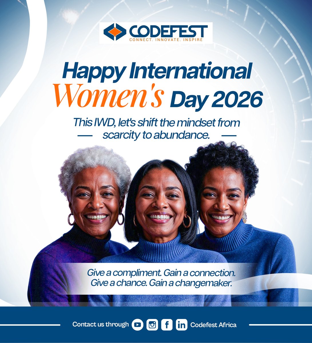 CodefestNGHack's tweet photo. The more you give, the more you gain. 🌸

Give a chance → Gain a changemaker.
Give your heart → Gain a movement.

Happy International Women's Day from CODEFEST! 💻

Tag a woman in tech who inspires you. 👇

#IWD2026 #GiveToGain #WomenInTech https://t.co/yUTaF8jnjl