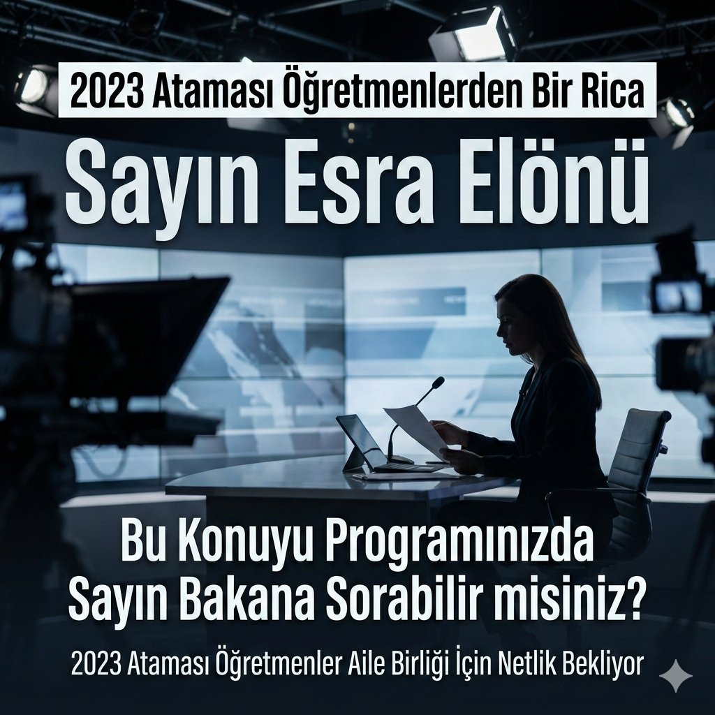 <a href="/elonue/">Esra Elönü</a> Sayın Esra Elönü, 2023 ataması öğretmenler olarak 3 yıldır görev yapıyoruz. Okulların kapanmasına az bir süre kalmışken aile birliği mazeret tayinine ilişkin belirsizlik sürüyor. Bu konuyu programınızda Sayın Bakana yöneltmenizi rica ediyoruz.