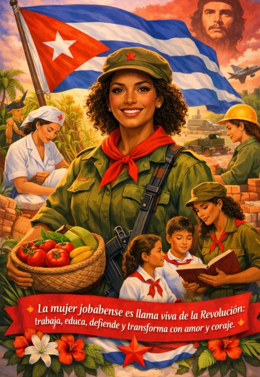 AsambleaJobabo's tweet photo. “La mujer cubana, y en especial la mujer jobabense, es ícono de la Revolución: trabaja con pasión, educa con ternura, defiende con coraje y transforma con amor. Su jornada es lucha, su sonrisa es victoria.” 🌹  
#Cuba #DiaInternacionalDeLaMujer https://t.co/s4AWW5YEyR
