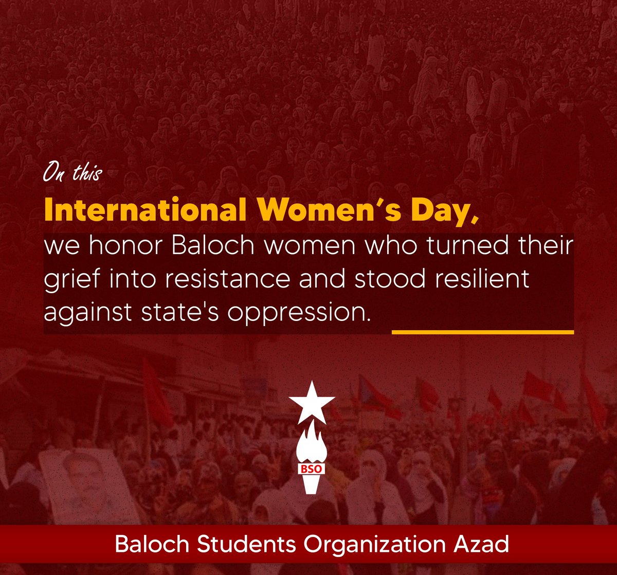 On this International Women’s Day, we honor Baloch women who turned their grief into resistance and stood resilient against state's oppression.

#InternationalWomensDay2026