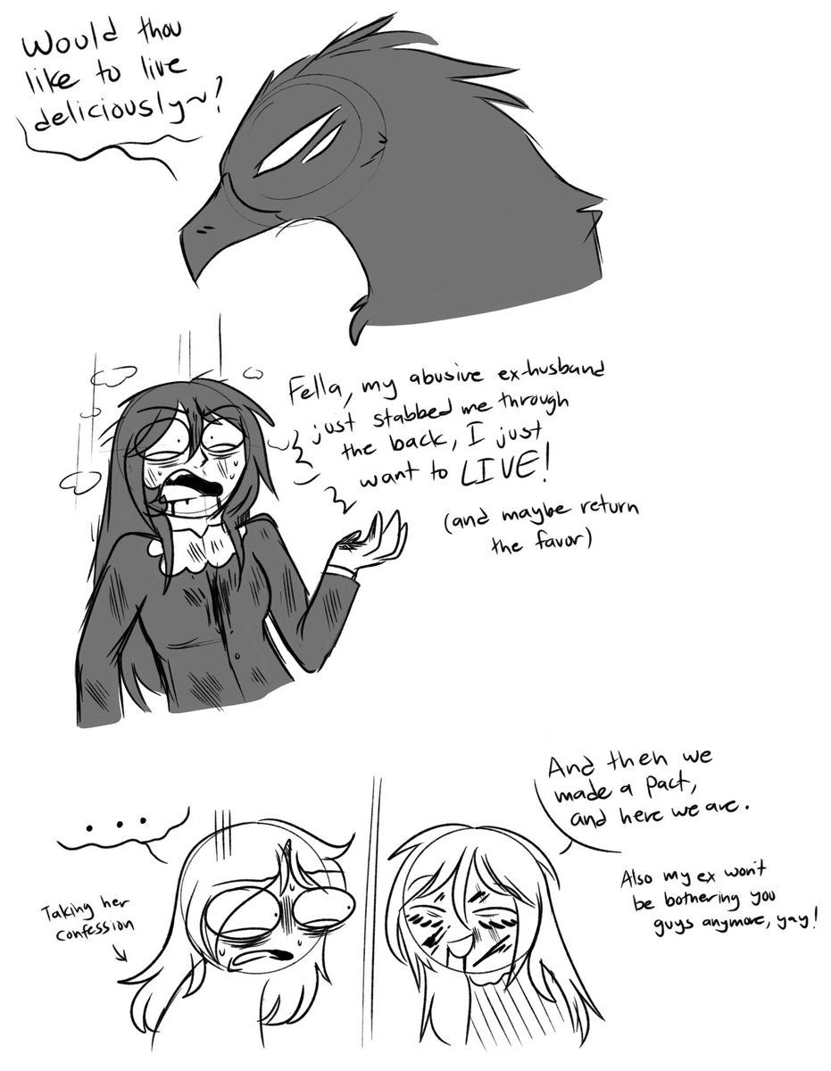 Spicewhispers's tweet photo. Sabrina and Malphas doodles

Malphas can’t really physically manifest once he takes Sabrina as a host but they would get up to shenanigans if he could

#unholyAU https://t.co/FUEVxixdmk