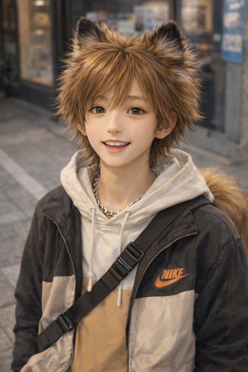 liberal_HP's tweet photo. 母がAIにラッキーを擬人化してもらうと可愛い女の子に（笑）
男の子なんです！と修正してもらうと何かの主人公の様なイケメンに😊

#AIも勘違い
#イケメン https://t.co/Az3bCea0jd