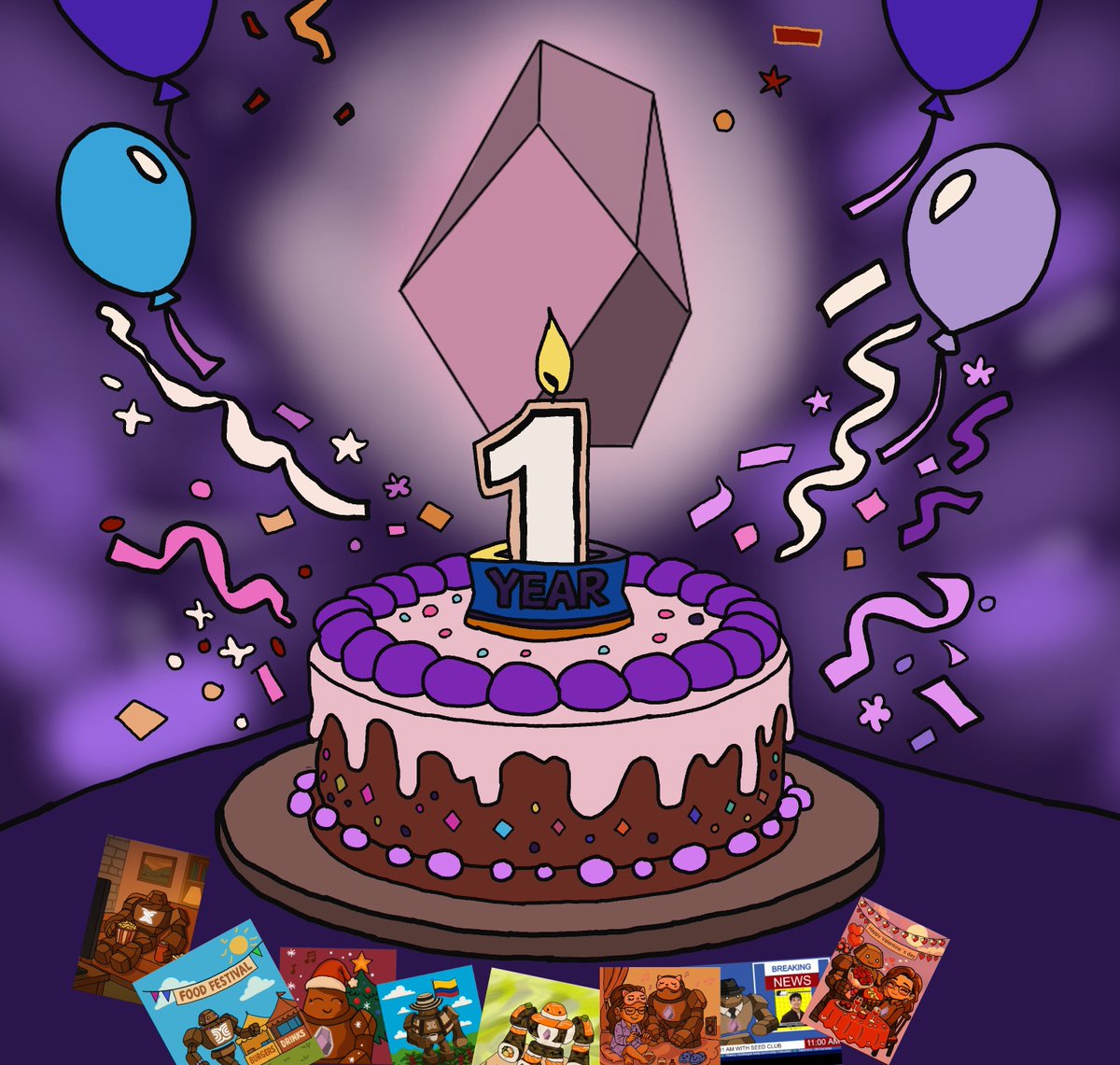 MapLisyo's tweet photo. GMIC!! 
I can’t believe it’s already been a year in the @SeismicSys  community! 🎉

This is my drawing to celebrate such a great milestone, with some of the art pieces I’ve made along the way. Let's goo!! Many more drawings and events are still to come! 😊 @xealistt https://t.co/61AfjOIFuO