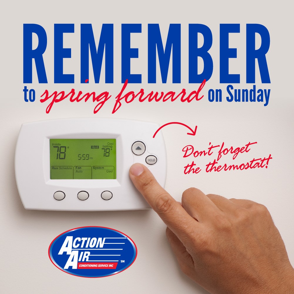 ActionAirTN's tweet image. Daylight Saving Time begins tomorrow. In addition to setting your clocks forward, #ActionAir reminds you to open up the outdoor air vents if you have a crawl space and check the batteries in your smoke and carbon monoxide detectors. #BringOnSpring