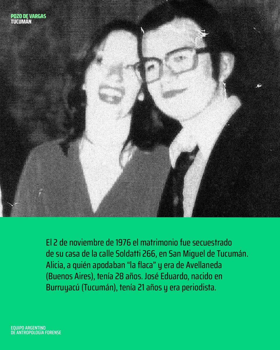 eaafoficial's tweet photo. 🇦🇷Alicia Dora Cerrota y José Eduardo Ramos fueron inhumados por sus familias en una multitudinaria y emotiva ceremonia en Tafí Viejo, Tucumán. Habían sido secuestrados y desaparecidos en 1976, fueron exhumados en el Pozo de Vargas por el CAMIT e identificados por el @EAAFoficial. https://t.co/l3FxiBtaK8