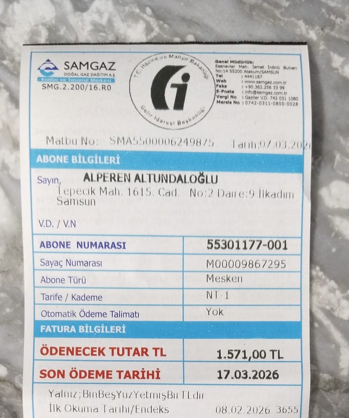 Samsun'da 2 çocuğu ile tek geliri engelli maaşı olan bir kardeşimizin faturası 
Destek olur musunuz acaba 
<a href="/dunya20101/">İlhami Işık</a> <a href="/Sesimiduyanvar4/">SesimiDuyanVar4</a>