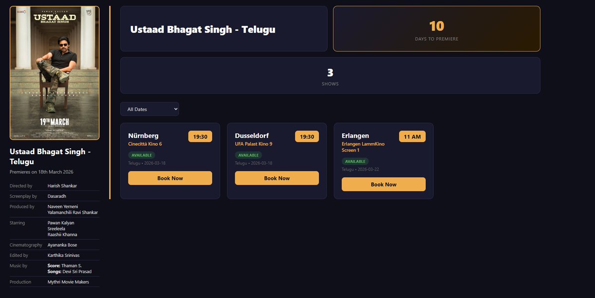 uganda_2121's tweet photo. Konni days nundi I was working on a website for Telugu movies in #Germany. It just went live ��� https://t.co/FVKPRMdeZg

@3REALMSEnt   
@ManaStarCinemas
@PkfcGermany
#UstaadBhagathSingh is our first movie on our website.   #TeluguCinema #Tollywood https://t.co/1BNZmjAm3d