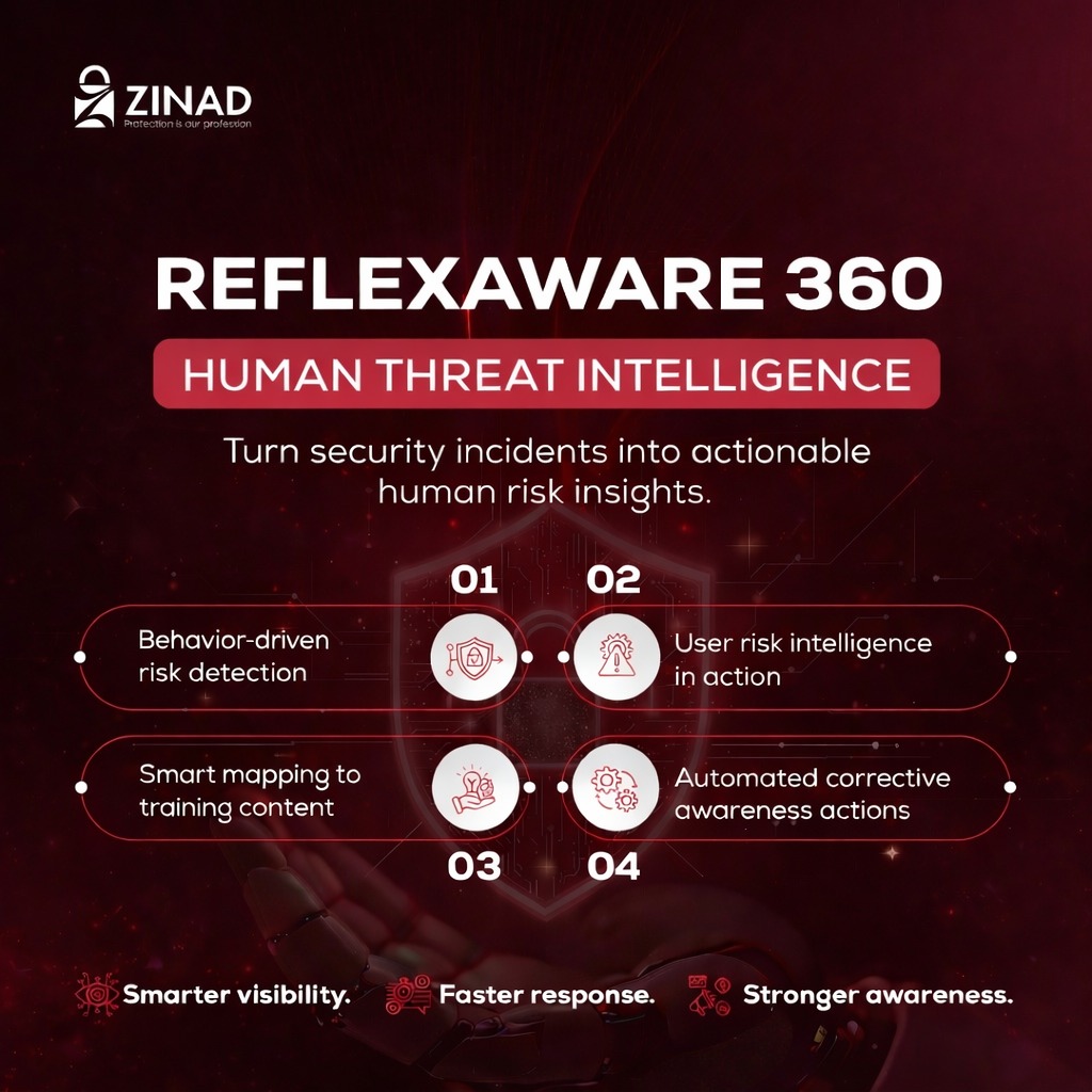 Human Threat Intelligence starts here. 

ReflexAware 360 turns security incidents into actionable human-risk insights

Discover how ReflexAware 360 can strengthen your security environment: 👉 zinad.net/request-demo

#HumanThreatIntelligence #ReflexAware360 #CyberSecurity