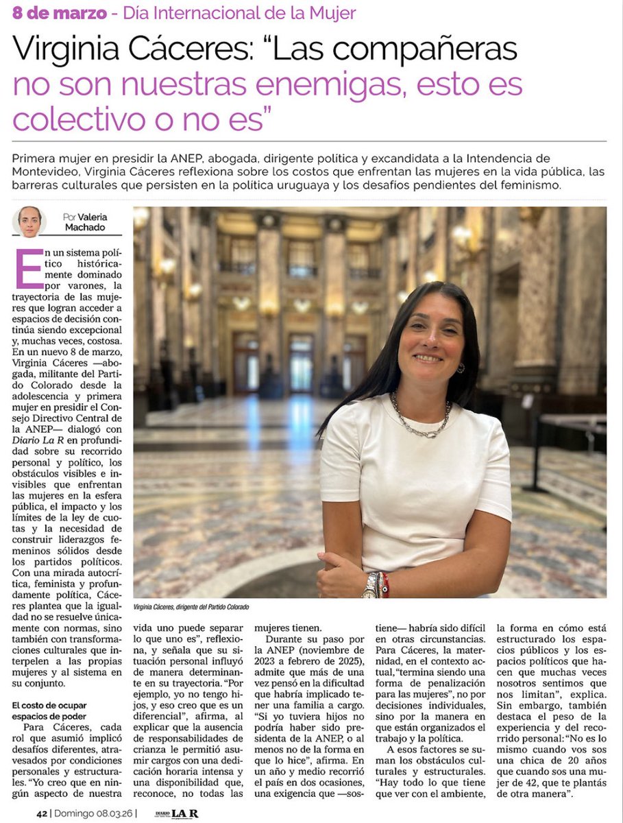 Vale_Machado's tweet photo. En el marco del Día Internacional de la Mujer @diariolaruy realizó un especial donde tuve la oportunidad de entrevistar a diferentes mujeres vinculadas a la política: @CosseCarolina, @FlorenciaAstori, @vickitacaceres, @PauladeArmasOK, @PiluSimon11, Victoria Vera entre muchas más. https://t.co/goszZR3n4M